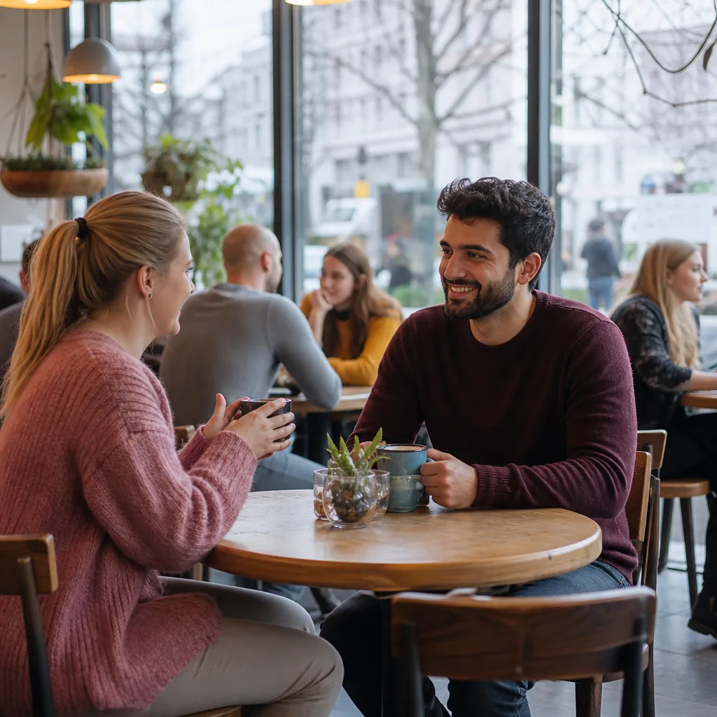 People chatting over coffee in central Watford